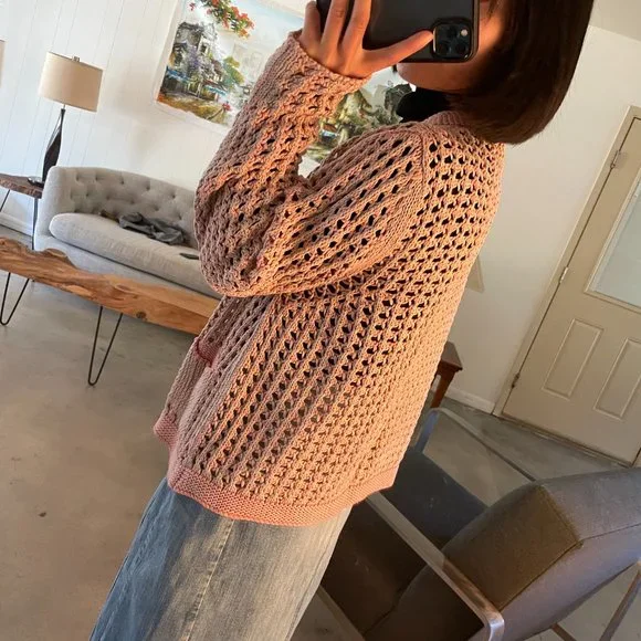 Fabiana Filippi Pink coral beige cable knit cardigan S M - Picture 11 of 11